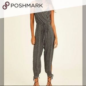 Urban Outfitters Dress Forum Patterned V-Neck Jumpsuit